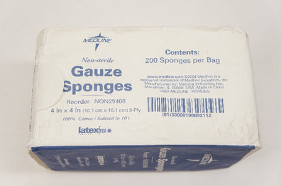 Medline NON25408 Gauze Sponges 4inch x 4inch - Box of 200